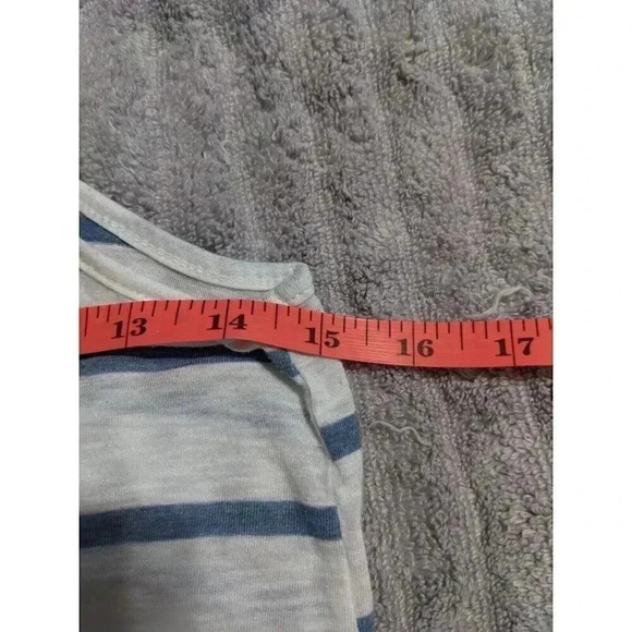 Splendid Striped Tank Top XS White Blue Sleeveless Ruffle Hem Casual - Picture 6 of 6